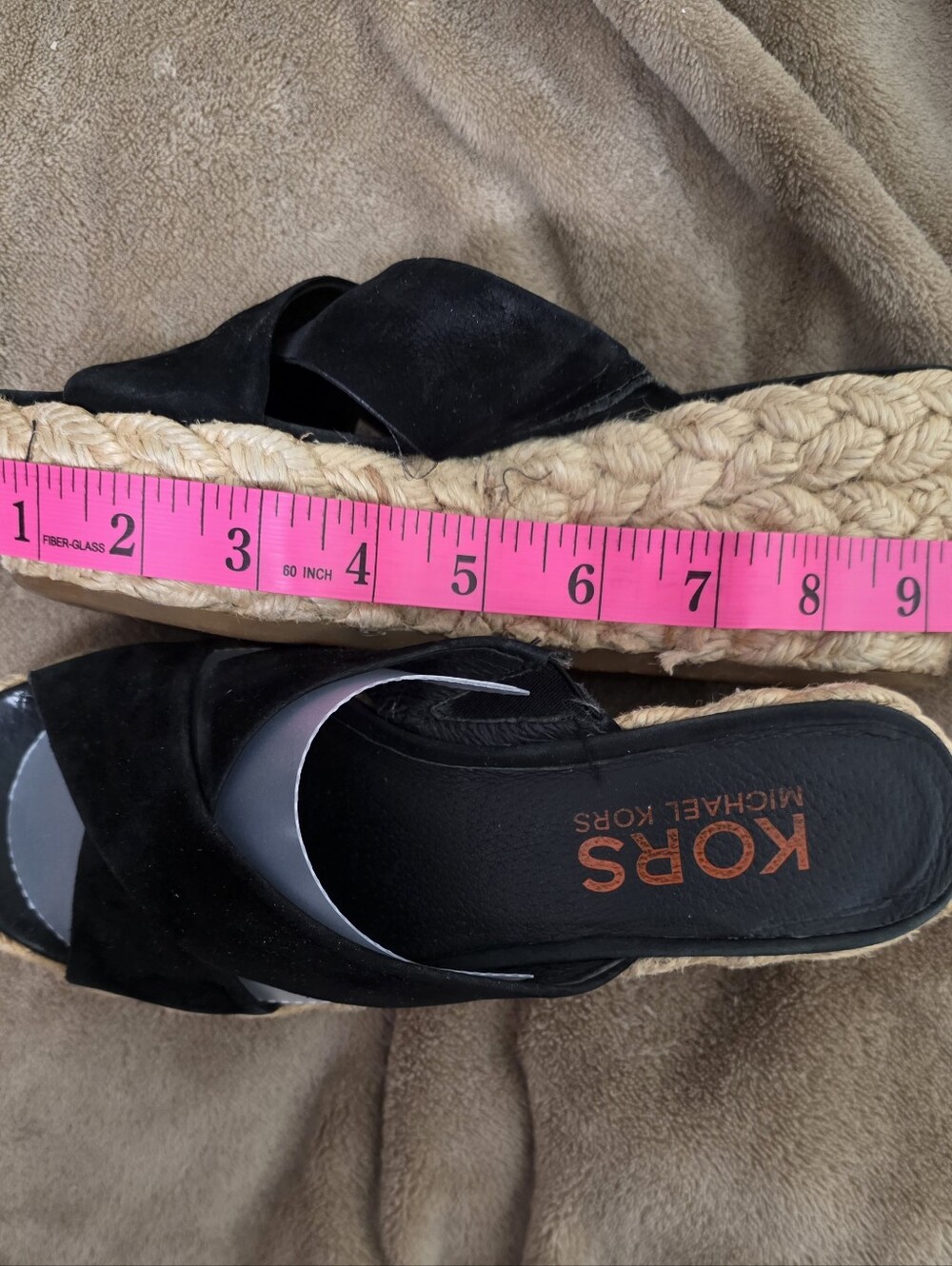 Michael Kors Black Espadrille Platform Slide Sandals - Picture 6 of 7